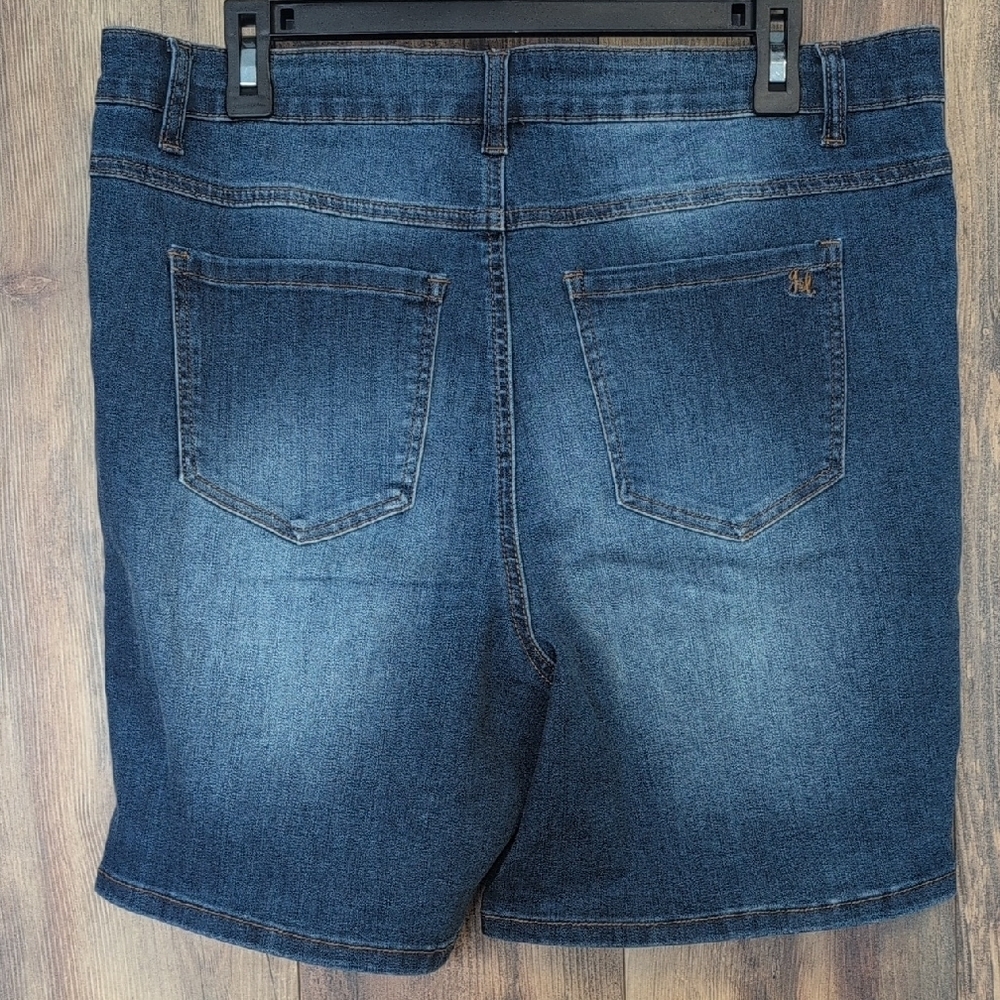 Grace & Lace Blue Side Slit Casual Jean Shorts 16               604R